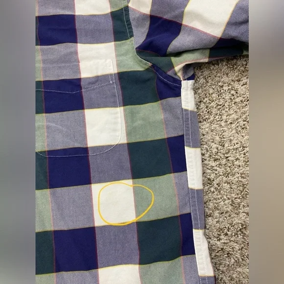 J. Crew Plaid Blue Green White Long Sleeve Button Down Shirt Casual Men’s Medium - Picture 7 of 14